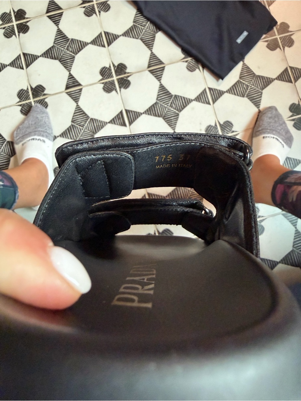 Prada Black Quilted Leather Double-Strap Slide Sandals Platform size 37 - Picture 10 of 16